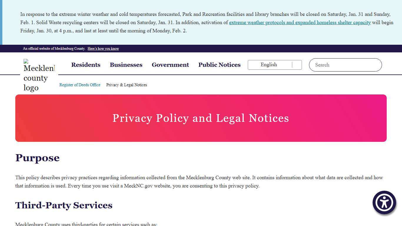 Privacy & Legal Notices Register of Deeds Office