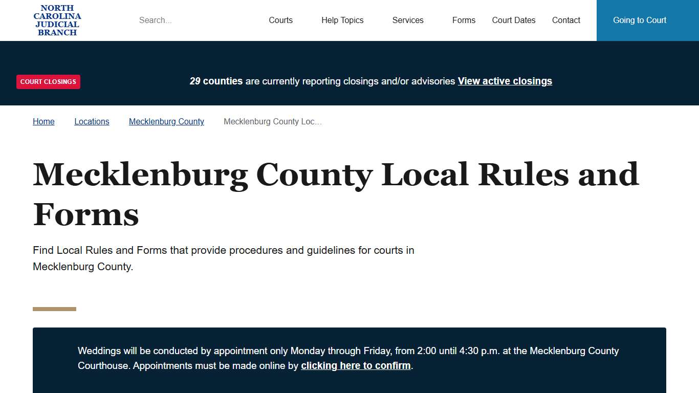 Mecklenburg County Local Rules and Forms North Carolina Judicial Branch