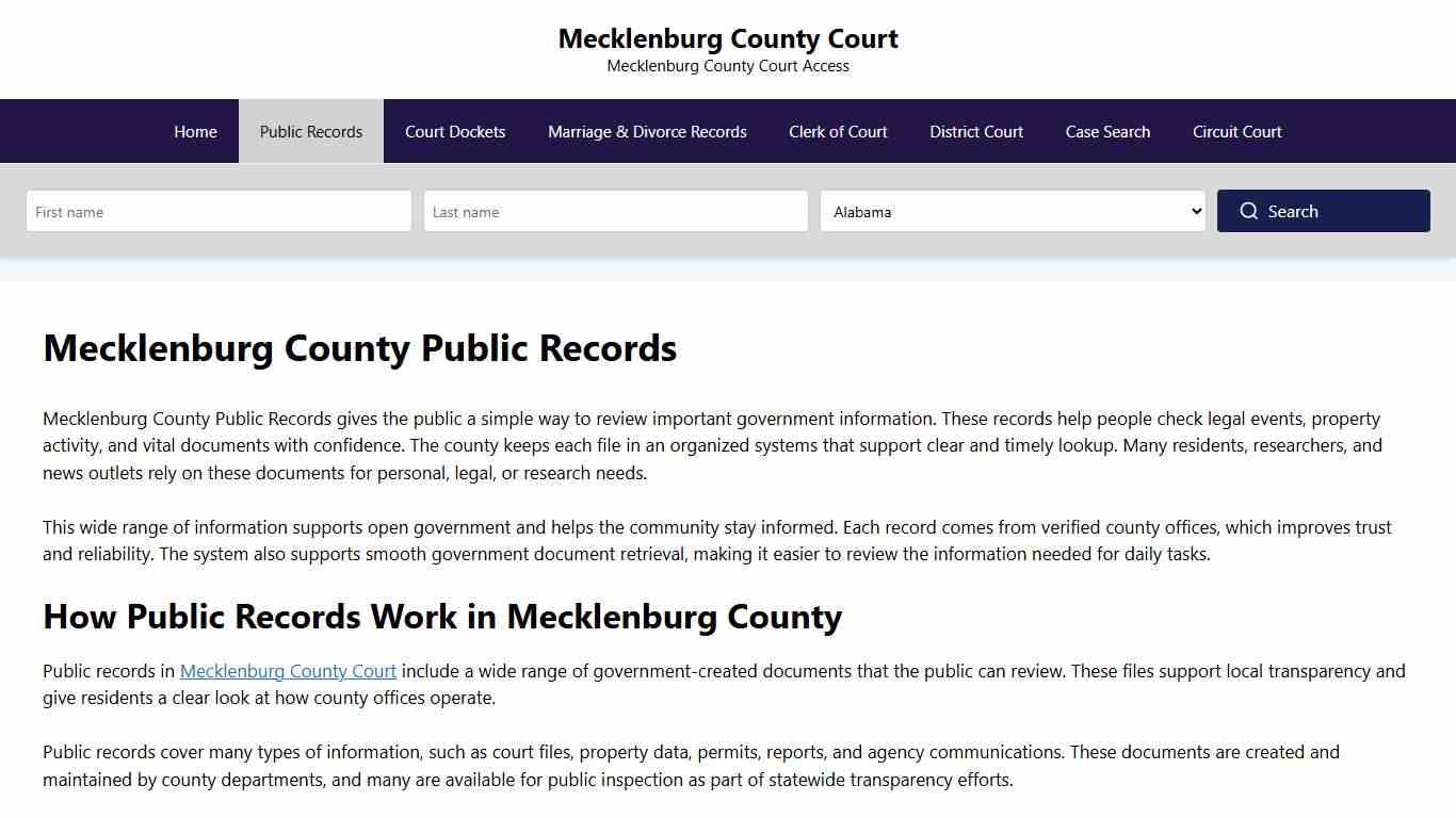 Mecklenburg County Public Records